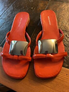 NEW Banana Republic Orange/Red Mules Size 9 1/2